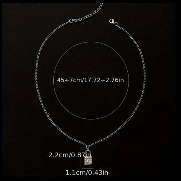 Silver Lock Pendant Necklace - Picture 4 of 5